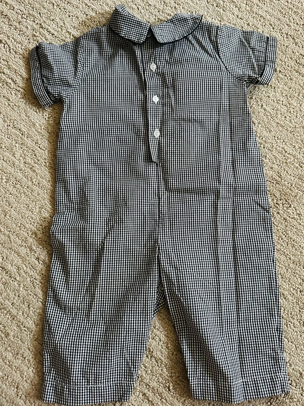 Royal Child Black Gingham One-Piece with Pumpkin Smocking